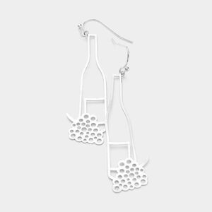 5/$25 Grape Champagne Bottle Silver Tone Earrings